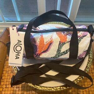 ALOHA Collection Mini Duffel Bag Tropical Floral Birds of Paradise NWT